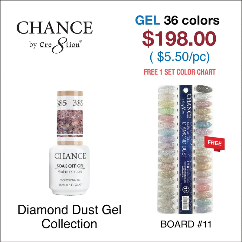 Chance Diamond Dust Gel Collection 0.5oz - Full Set Of 36 Colors - FREE 1 Set Colors Chart