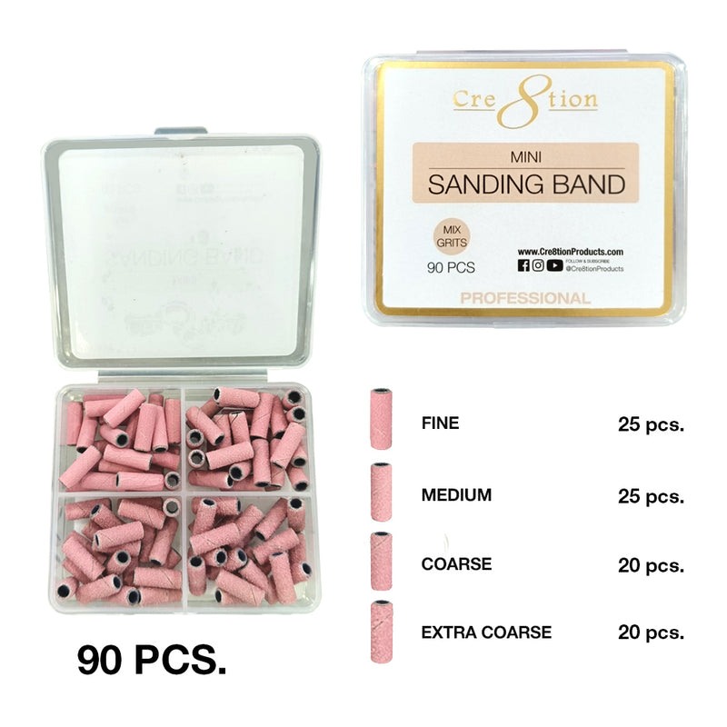 Cre8tion Mini Pink Sanding Bands Mixed Grit 90 pcs./box