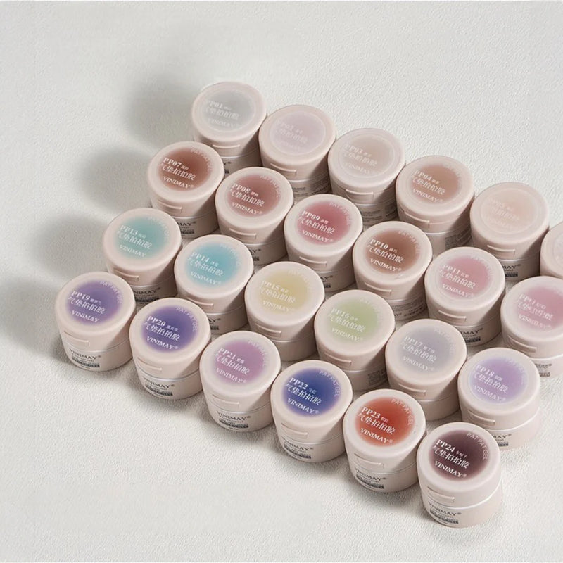 Vinimay Air Cushion Pat Pat Gel - Full Set 24 Colors w/ 1 Counter Display, 1 Patpat Sponge Box & Grab Clip