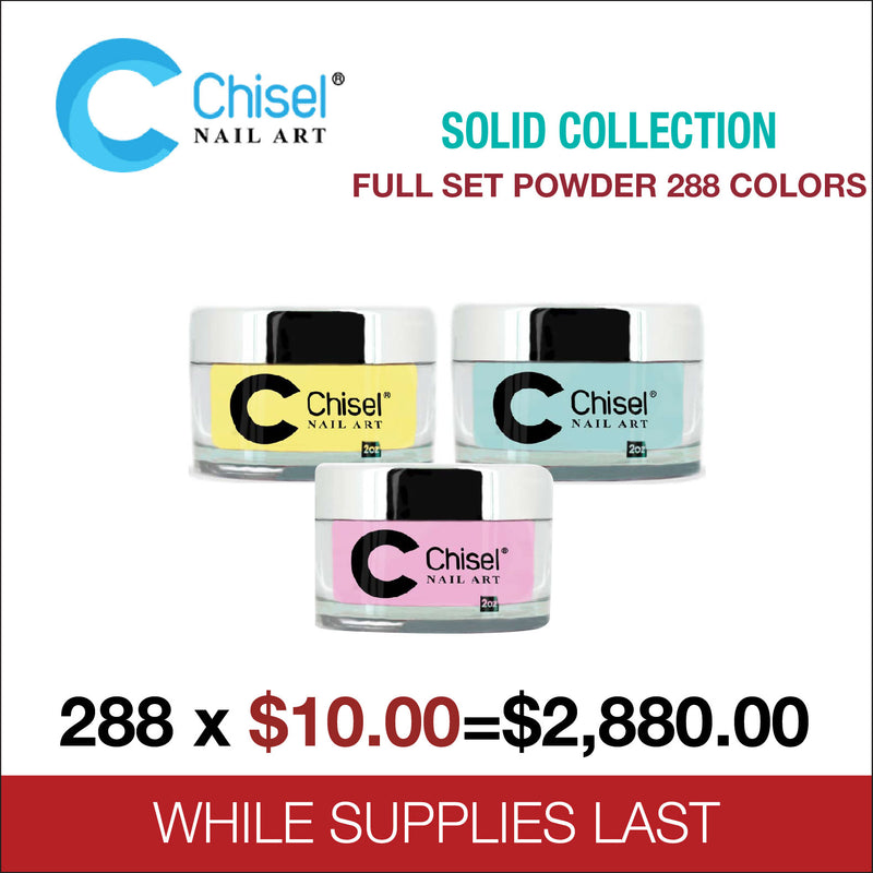 Chisel Nail Art - Dipping Powder - 2oz - Solid Collection Full Set 288 Colors
