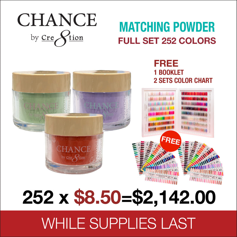 Chance Matching Powder - Full set 252 colors w/ 2 sets Color Chart & 1 Booklet