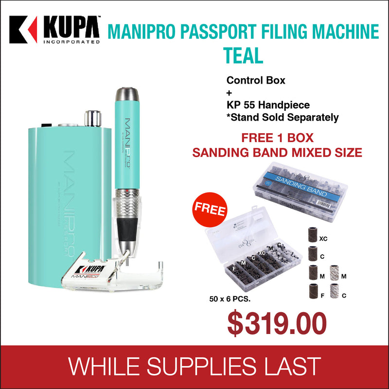 Kupa - Mani-Pro Passport Filing Machine Teal -  220V/110V KP-55 Included - Limited Edition - Free 300pcs Sanding Bands