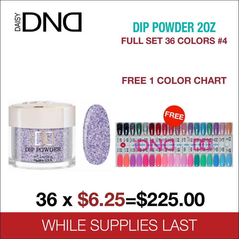 DND Dip Powder 2oz - Full Set 36 Colors #4 - FREE 1 Color Chart