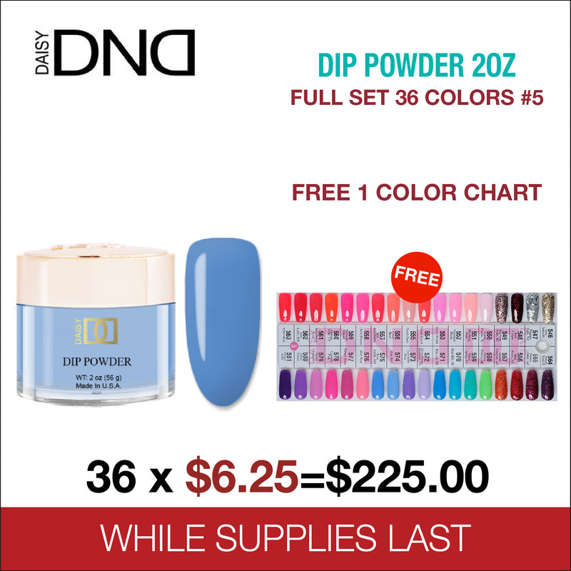 DND Dip Powder 2oz - Full Set 36 Colors #5 - FREE 1 Color Chart