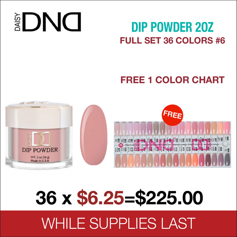DND Dip Powder 2oz - Full Set 36 Colors #6 - FREE 1 Color Chart