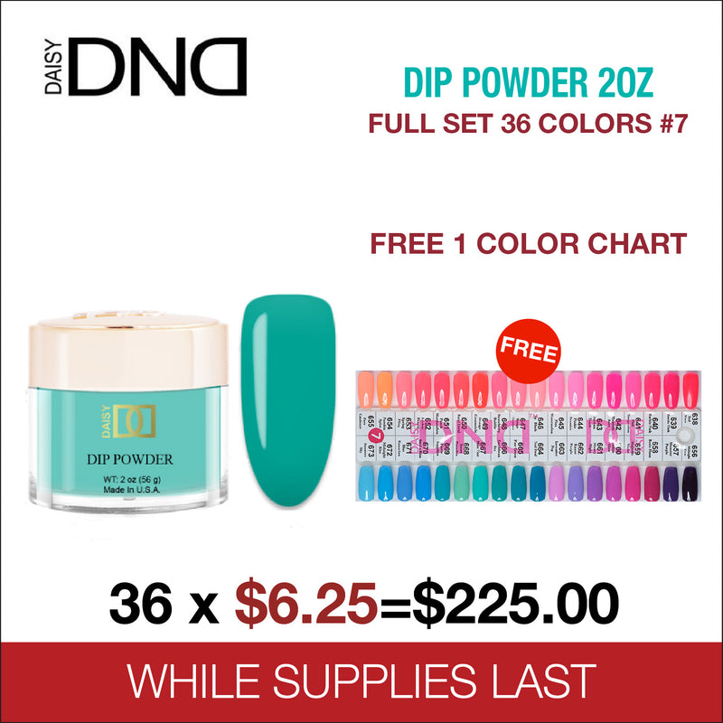 DND Dip Powder 2oz - Full Set 36 Colors #7 - FREE 1 Color Chart