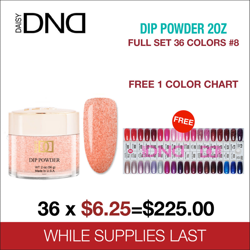 DND Dip Powder 2oz - Full Set 36 Colors #8 - FREE 1 Color Chart