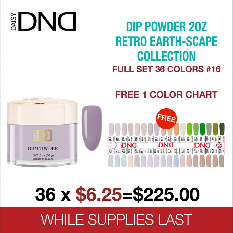 (COMING SOON) DND Dip Powder 2oz - Retro Earth-Scape Collection - Full Set 36 Colors #16 - FREE 1 Color Chart