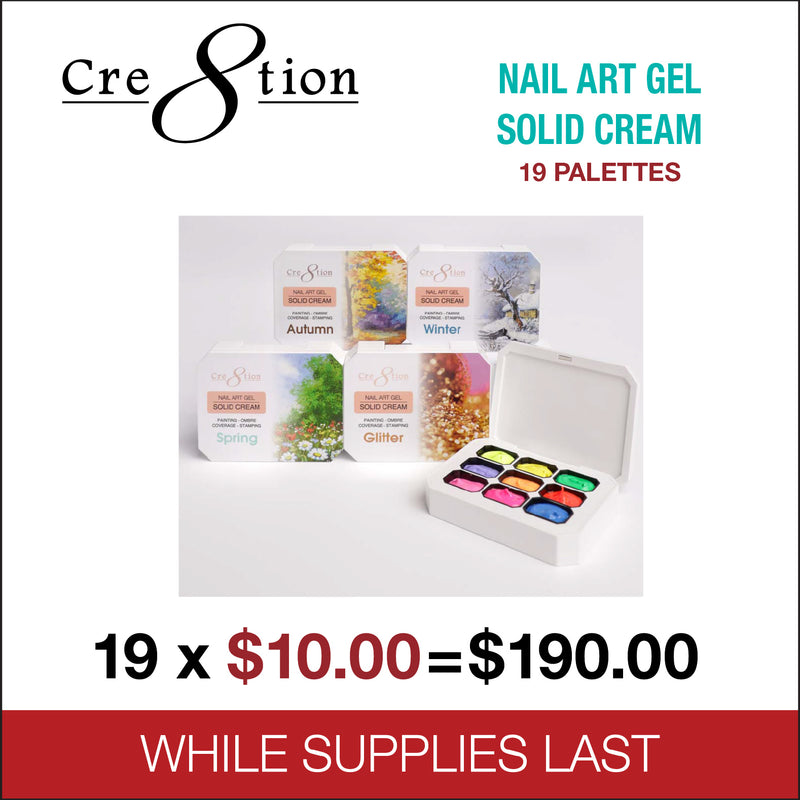 Cre8tion Nail Art Gel - Solid Cream Collection - 19 palettes