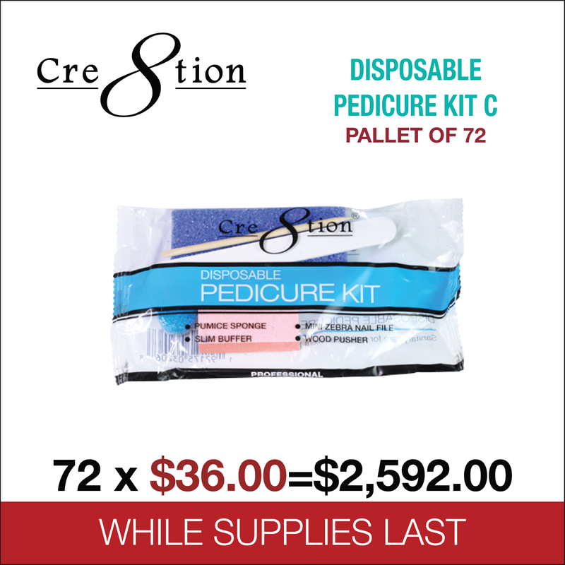 Cre8tion - Disposable Pedicure Kit C - 200 kits/case, 72 cases/pallet