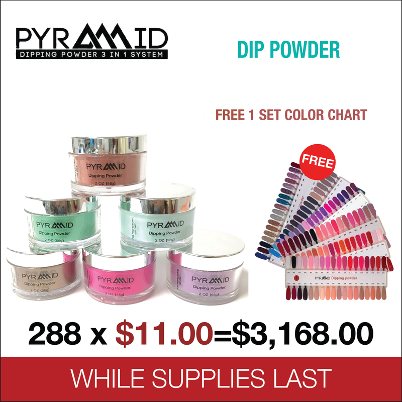 Pyramid Dip Powder Matching Color - Full set 288 colors - (301- 566), 12 colors Holo Collection, 10 colors Neon Collection w/ 1 set Color Chart