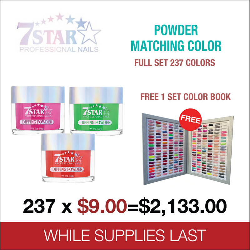 7 Star Dipping Powder 2oz - Full set 237 Colors w/ 1 set Color Chart Book