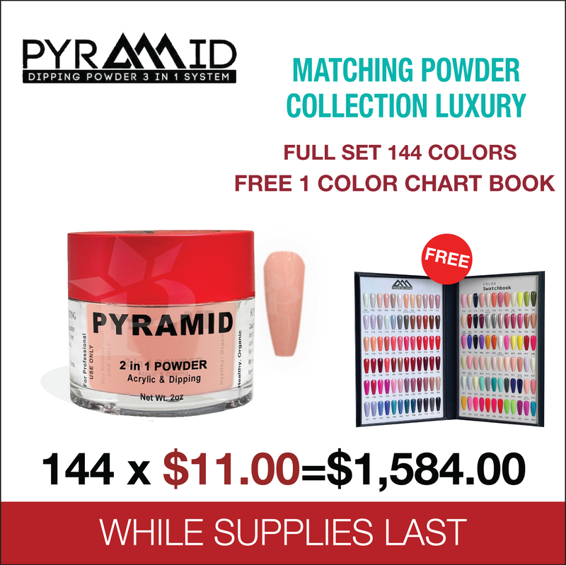 Pyramid Dip Powder - Collection Luxury - Full Set 144 colors (701 - 844) w/ 1 Color Chart Book