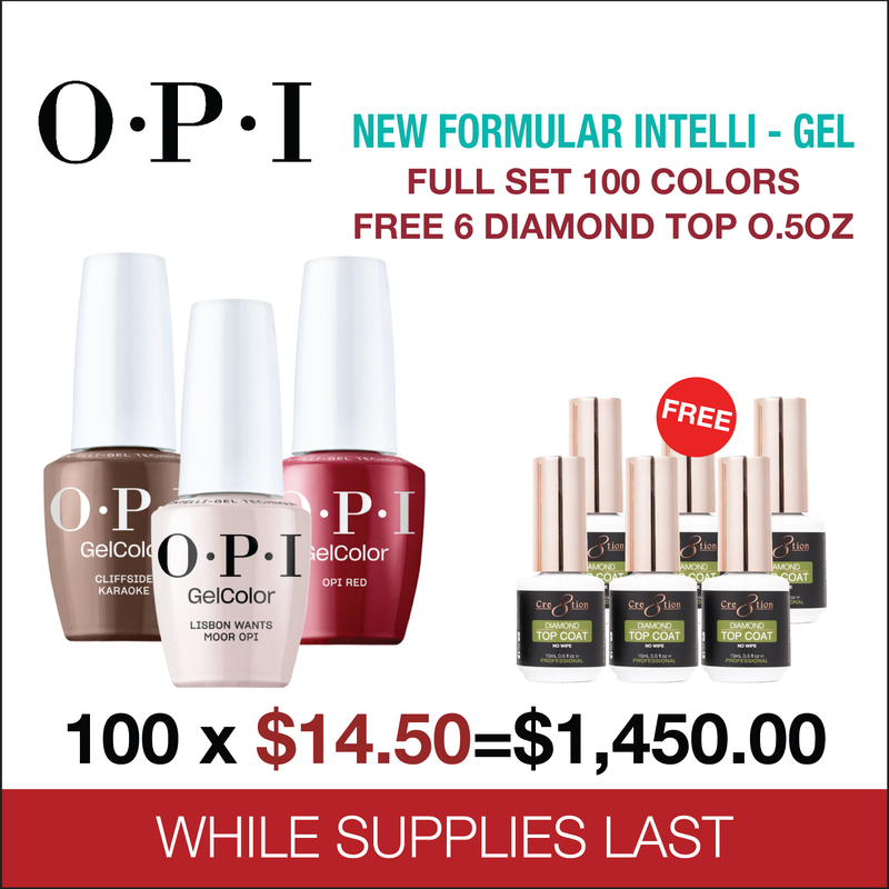 OPI Gel Colors Intelli-Gel 0.5oz - New Formula - Full set 100 Colors w/ 6pcs Cre8tion Top Diamond Free