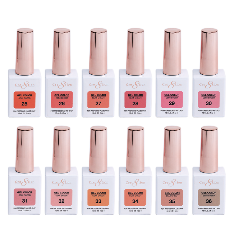Cre8tion Hema Free Semi-Sheer Collection 0.5oz - Full Set 72 Colors with Color Book