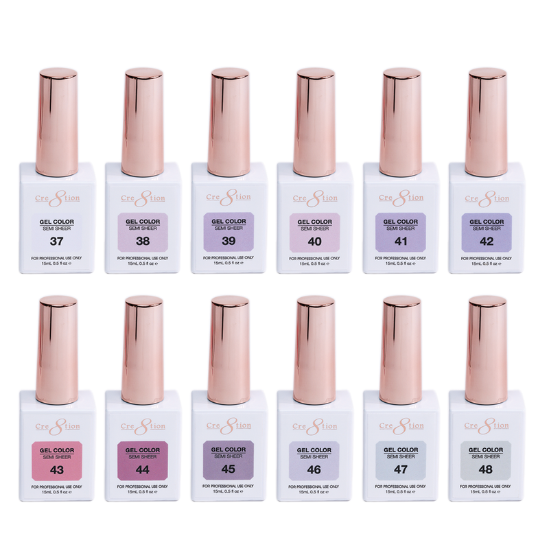 Cre8tion Hema Free Semi-Sheer Collection 0.5oz - Full Set 72 Colors with Color Book