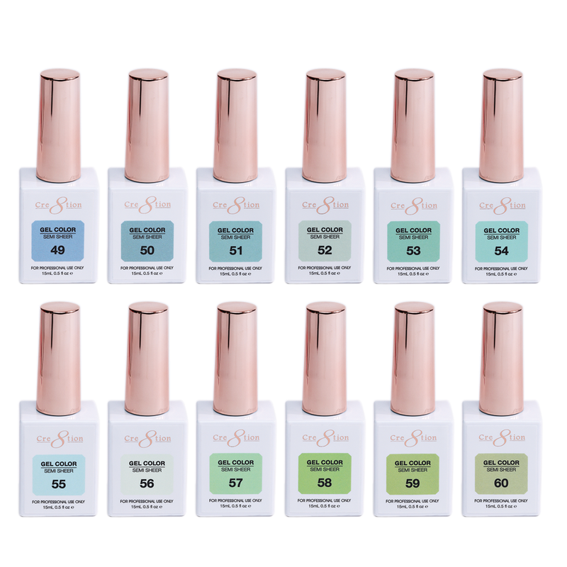 Cre8tion Hema Free Semi-Sheer Collection 0.5oz - Full Set 72 Colors with Color Book