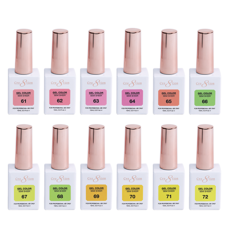 Cre8tion Hema Free Semi-Sheer Collection 0.5oz - Full Set 72 Colors with Color Book