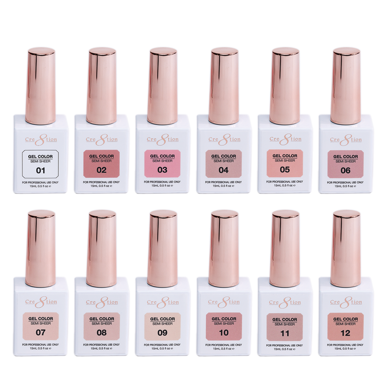 Cre8tion Hema Free Semi-Sheer Collection 0.5oz - Full Set 72 Colors with Color Book