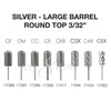 Cre8tion Silver Carbide- Large Barrel-Round Top 3/32"