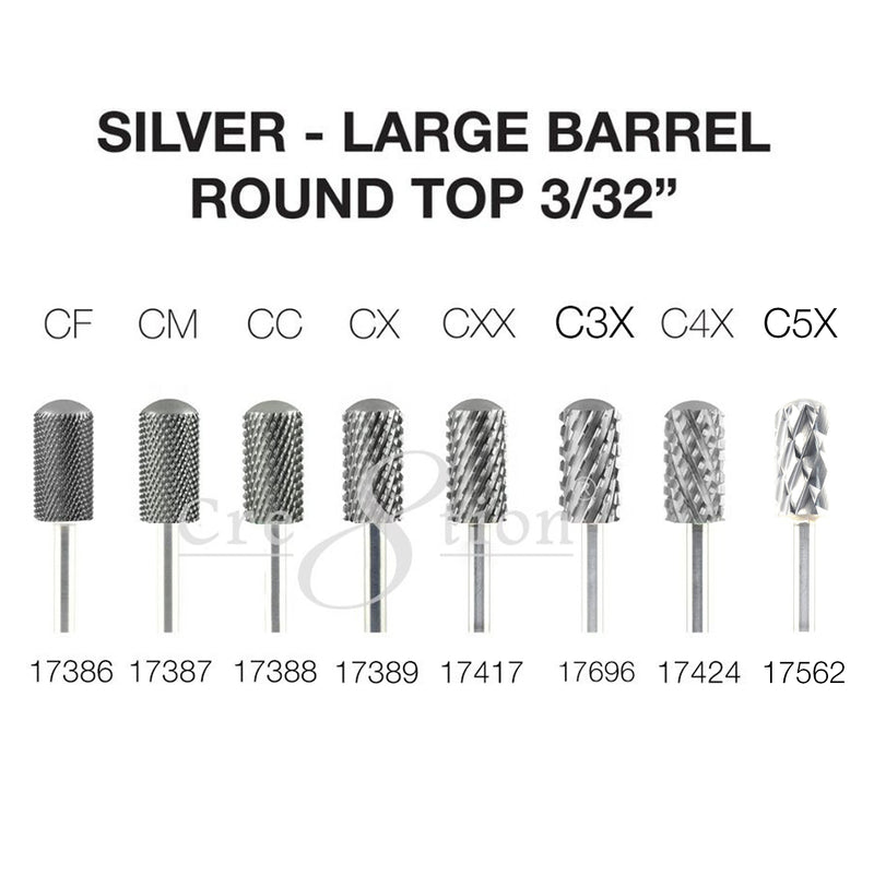 Cre8tion Silver Carbide- Large Barrel-Round Top 3/32"