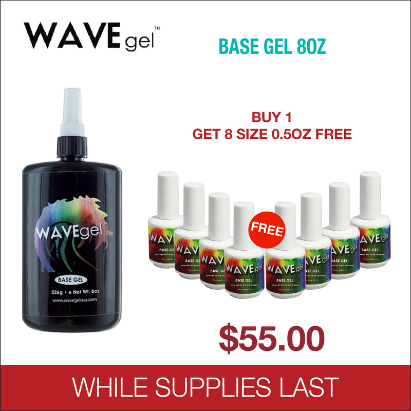WaveGel Base Gel 8oz - Buy 1 Get 8 Size 0.5oz FREE