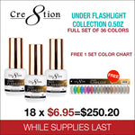 Cre8tion Under Flashlight Collection 0.5oz - Full Set 36 Colors Free 1 Color Chart
