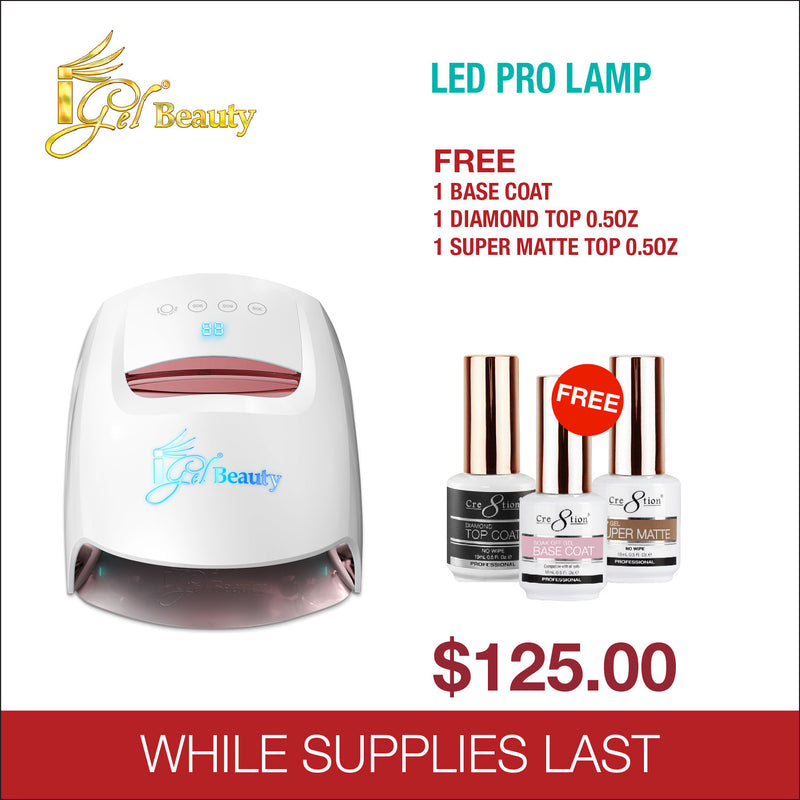 iGel LED Pro Lamp FREE 1 Base Coat - 1 Diamond Top 0.5oz - 1 Super Matte Top 0.5oz