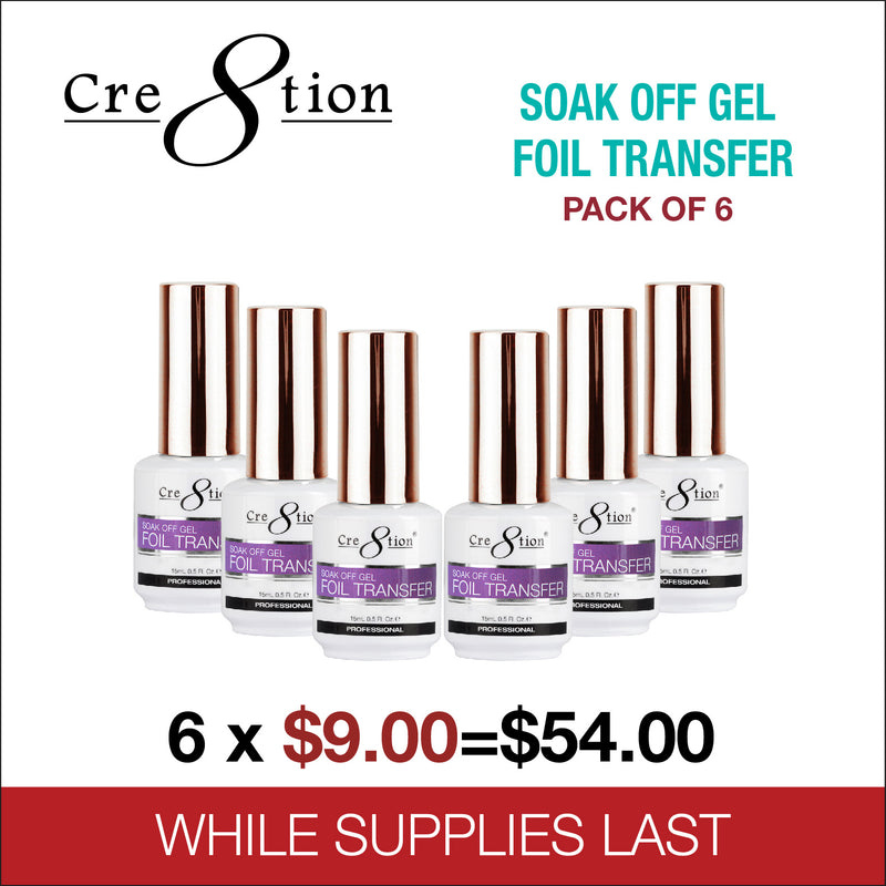 Cre8tion Soak off Gel Foil Transfer Pack of 6