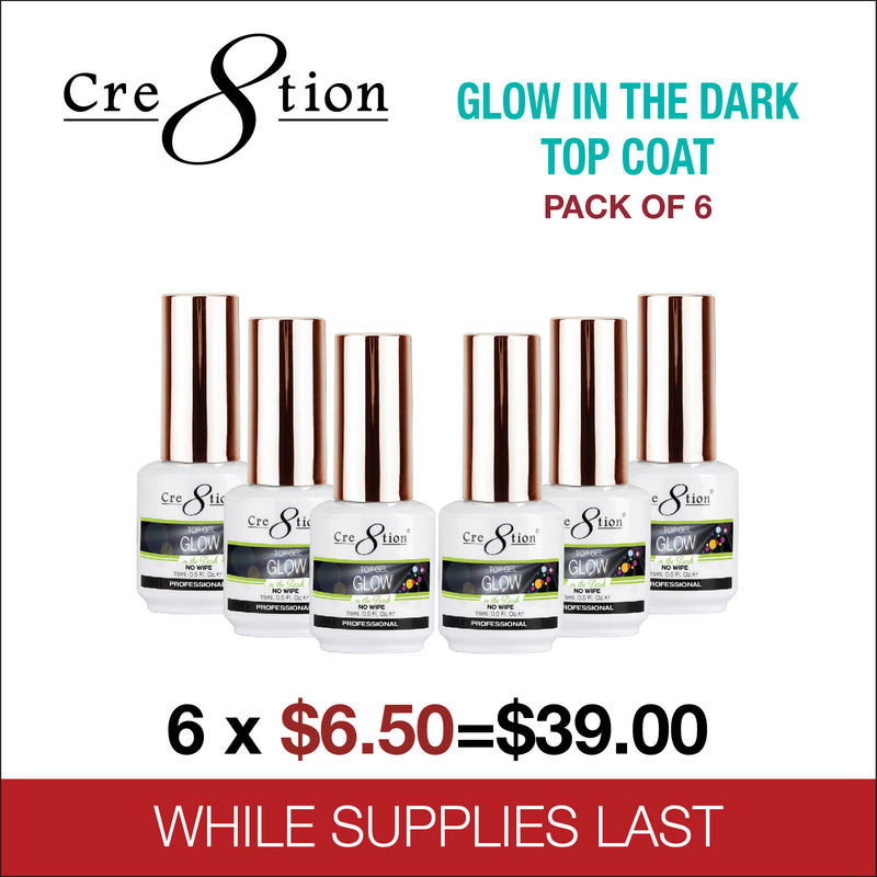 Cre8tion Glow In The Dark Top Coat Pack of 6