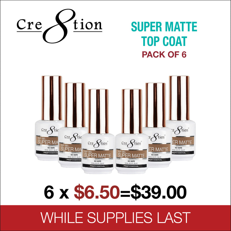 Cre8tion Super Matte Top Coat Pack of 6