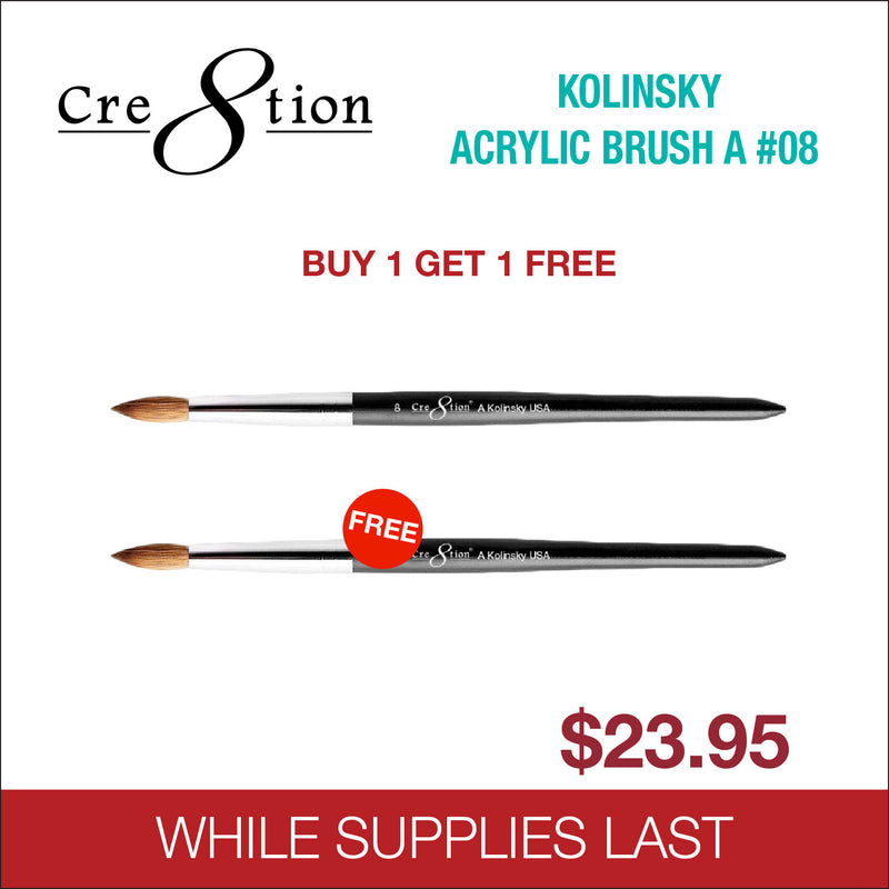 Cre8tion Kolinsky Acrylic Brush A #08 - Buy 1 Get 1 Free