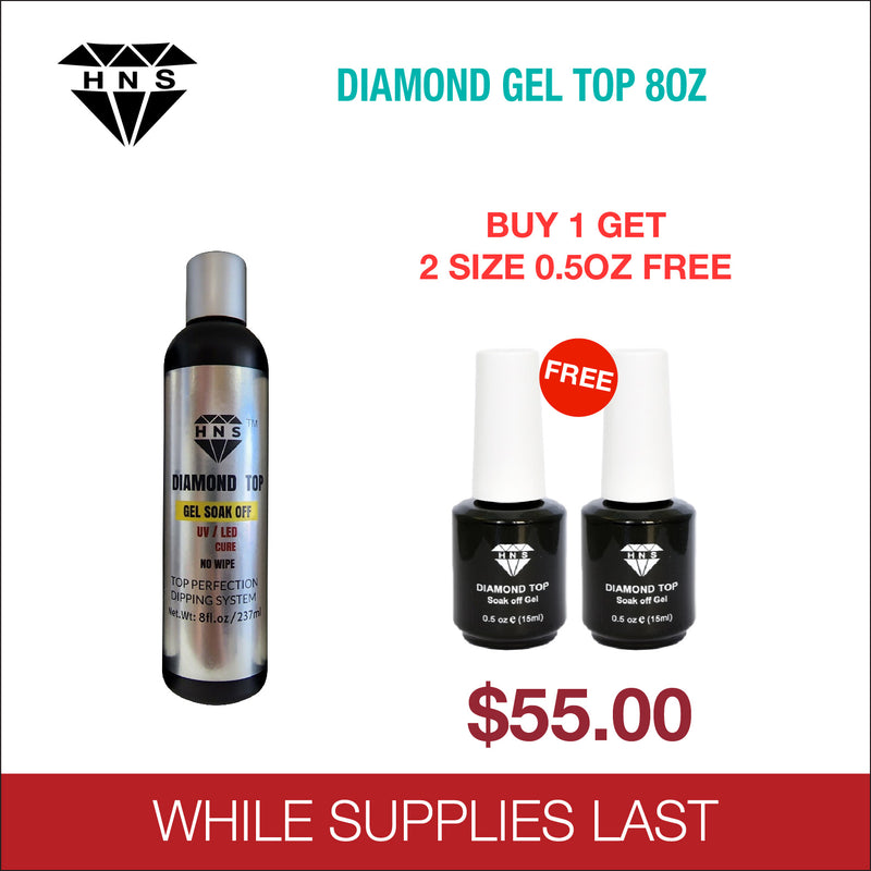 HNS Diamond Gel Top 8oz - Buy 1 Get 2 Size 0.5oz FREE