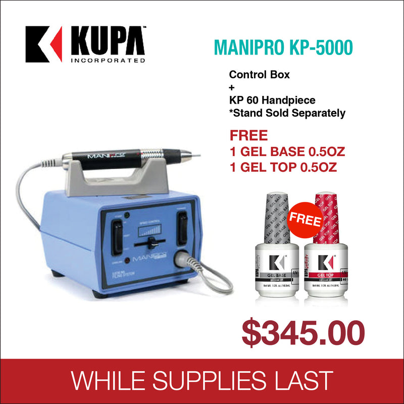 Kupa - ManiPro Kp - 5000 - Control Box + KP 60 Handpiece *Stand Sold Separately - FREE 1 Gel Base 0.5oz - 1 Gel Top 0.5oz