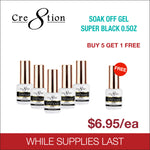 Cre8tion Soak Off Gel Super Black  - Buy 5 get 1 free