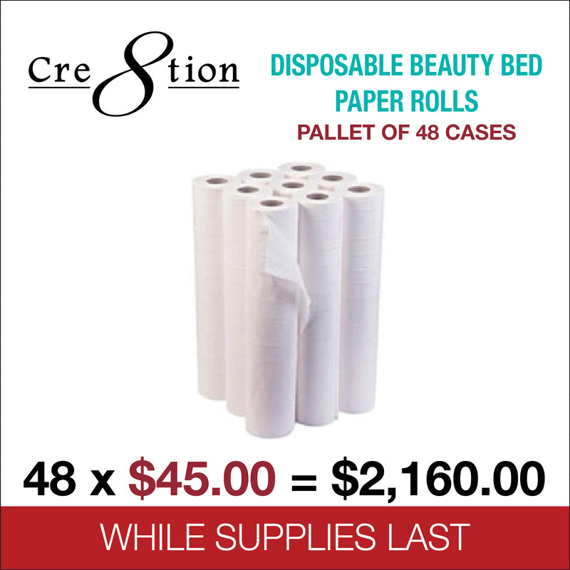 Cre8tion - Disposable Beauty Bed Paper Rolls Pallet Of 48 Cases