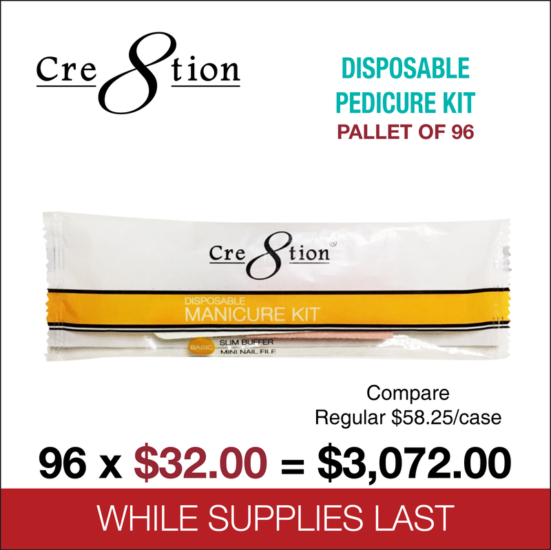 Cre8tion Disposable Manicure Kit - Pallet of 96, Case of 300 kits