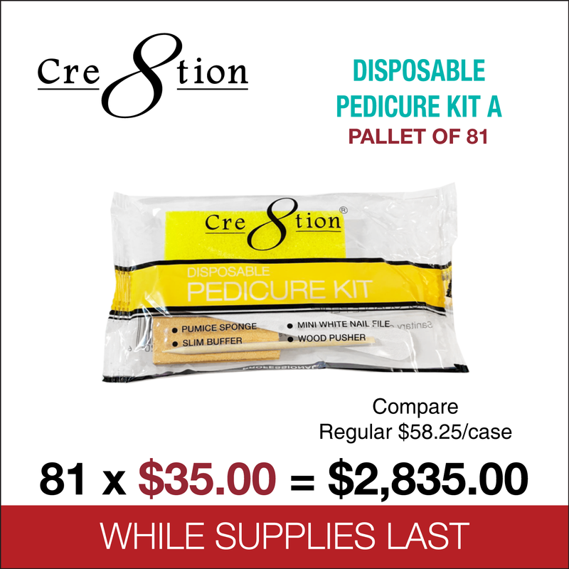 Cre8tion Disposable Kit A Pedicure - Pallet of 81 cases , Case of 200 kits