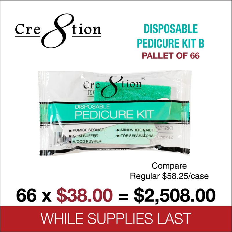 Cre8tion - Disposable Pedicure Kit B - 200 kits/case, 66 cases/pallet