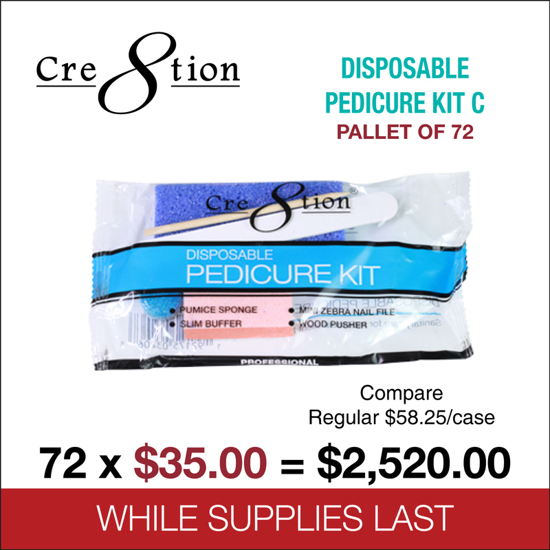 Cre8tion Disposable Kit C Pedicure - Pallet of 72 cases , Case of 200 kits