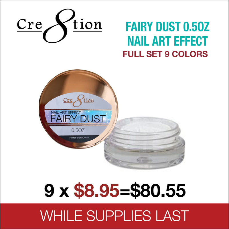 Cre8tion - Fairy Dust 0.50z  Nail Art Effect Full Set 9 Colors