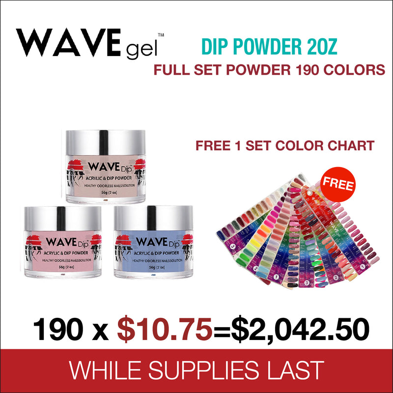 Wavegel Dip Powder 2oz - Full set 190 Colors Free 1 set Color Chart