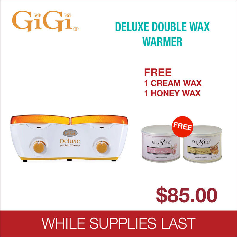 GiGi Deluxe Double Wax Warmer - FREE 1 Cream Wax - 1 Honey Wax