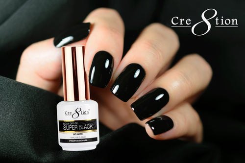Cre8tion Soak Off Gel Super Black 8oz Refill - Buy 1 Get 6 Size 0.5oz Free