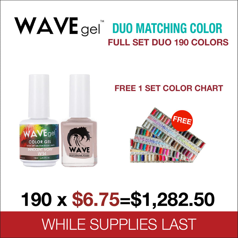 Wavegel Matching Duo 0.5oz - Full set 190 Colors Free 1 set Color Chart