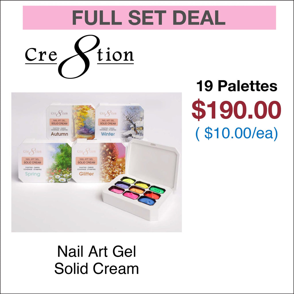 Cre8tion Nail Art Gel - Solid Cream Collection - 19 palettes