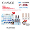 Chance Blue Grace Collection 0.5oz - 18 Colors w/ 1 Counter Display & 6 Chance No Wipe Top Coat 0.5oz