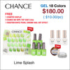 Chance Lime Splash Collection 0.5oz - 18 Colors w/ 1 Counter Display & 6 Chance No Wipe Top Coat 0.5oz