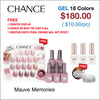Chance Mauve Memories Collection 0.5oz - 18 Colors w/ 1 Counter Display & 6 Chance No Wipe Top Coat 0.5oz