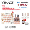 Chance Nude Wardrobe Collection 0.5oz - 18 Colors w/ 1 Counter Display & 6 Chance No Wipe Top Coat 0.5oz